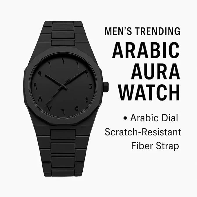 Arabic Aura Black Watch for Men Luxury Stylish