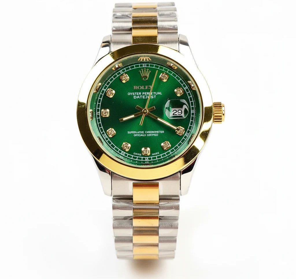 Rolex Watch – two tone green Dial